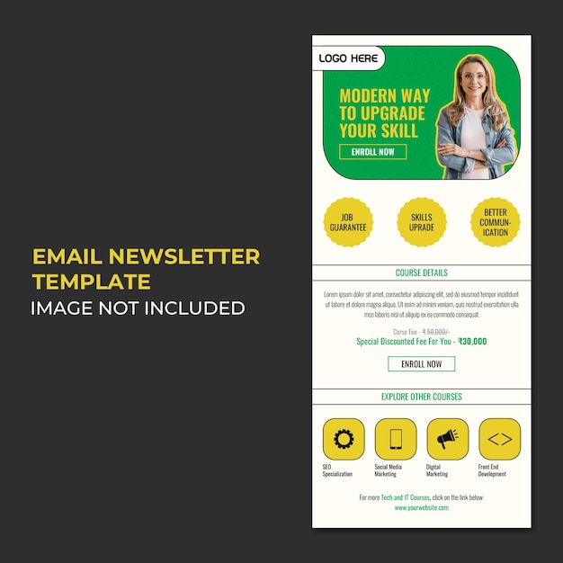 A mockup of an email newsletter offering a free $25 credit for new subscribers. The email design is clean and visually appealing.