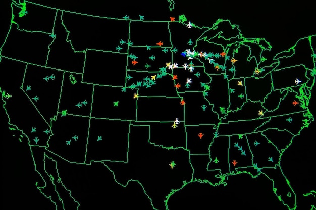 A map of the United States highlighting specific regions with glowing red dots, indicating reported locations of the Humming Sound phenomenon.