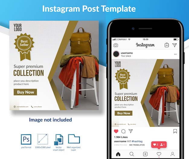 A mockup of a social media post from an Amazon seller, featuring a product image and a caption announcing a limited-time discount code. The post includes clear instructions on how to redeem the code on Amazon.
