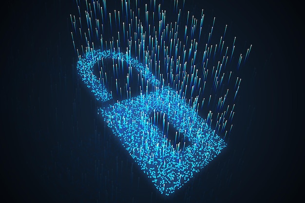 A detailed close-up of a padlock with data streams flowing around it, representing encryption and data protection. The image has a high-tech feel, with circuit board patterns visible in the background.